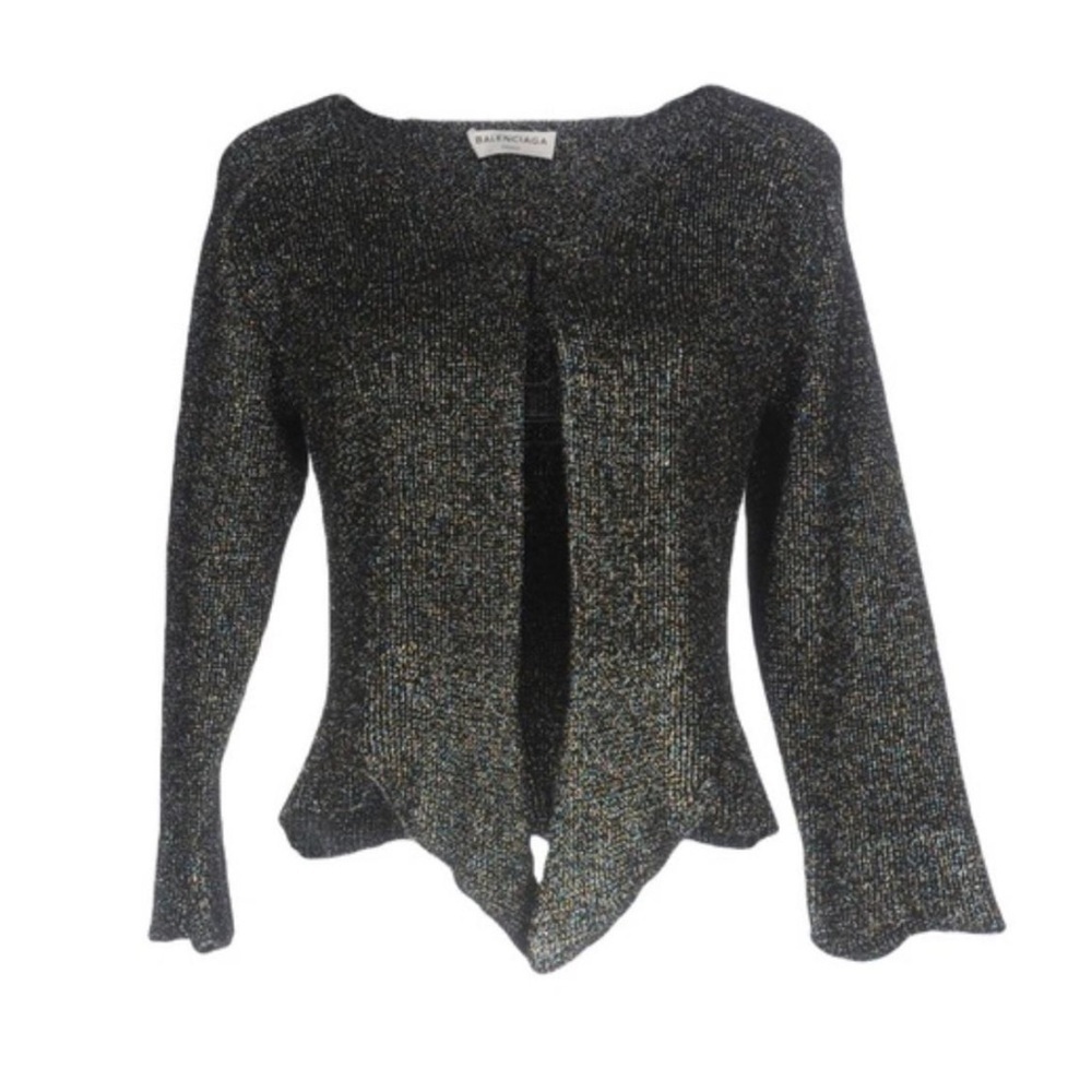 Balenciaga Black Metallic Knit Cardigan Sweater